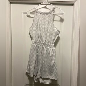 White/Gray Striped Romper